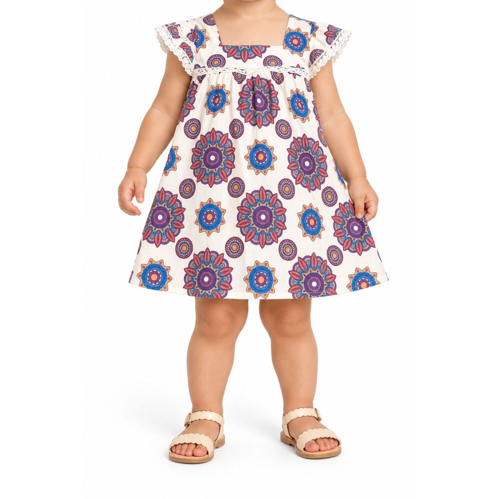 🔥 5 for $30 🔥 Vibrant Floral Ruffle Sleeve Baby Dress | 12-18M